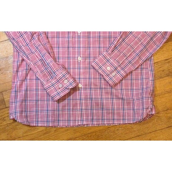 Nice Fairlane Men's Long Sleeved Button up Shirt Non-Iron Slim Fit Pink Plaid M - Picture 3 of 7